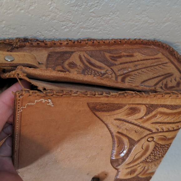 VTG Vintage Tooled flower shoulder bag purse - Picture 7 of 17